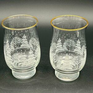 Vintage Arby's Promotional Glass Tumblers Winter Scene (Set of 2)